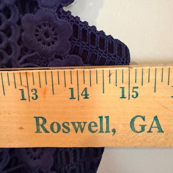 Self-Portrait Angelique Frilled Split Front Dress Women's 4 Black Navy Luxury - Picture 12 of 14